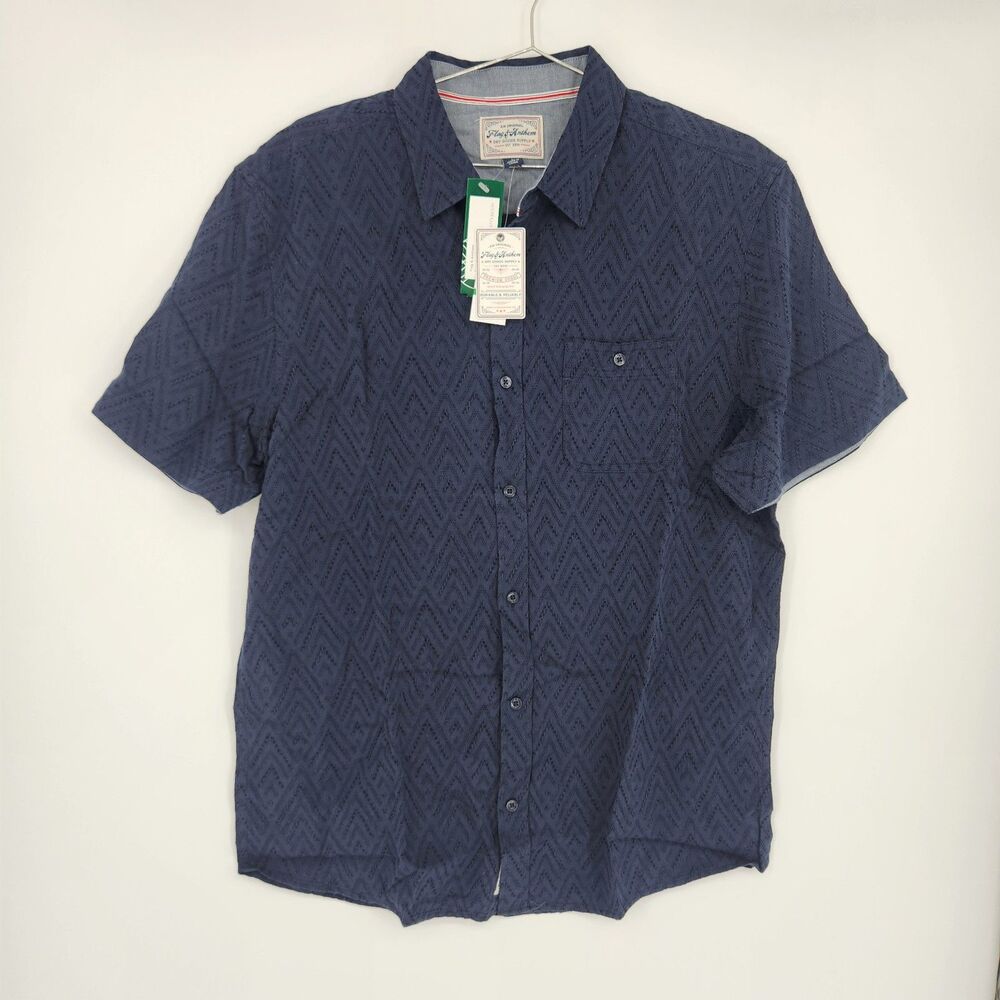 Flag &‎ Anthem Men's Navy Large Faywood Textured Shirt NWT